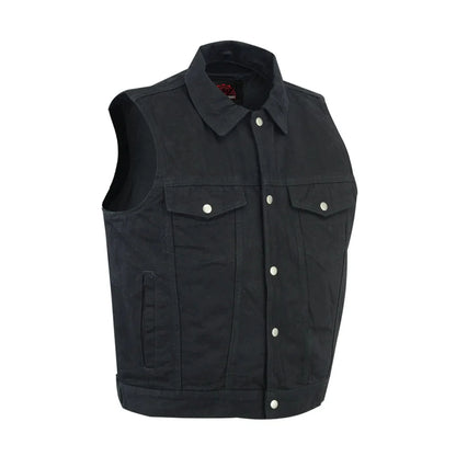 Men's Denim Motorcycle Vest- Black