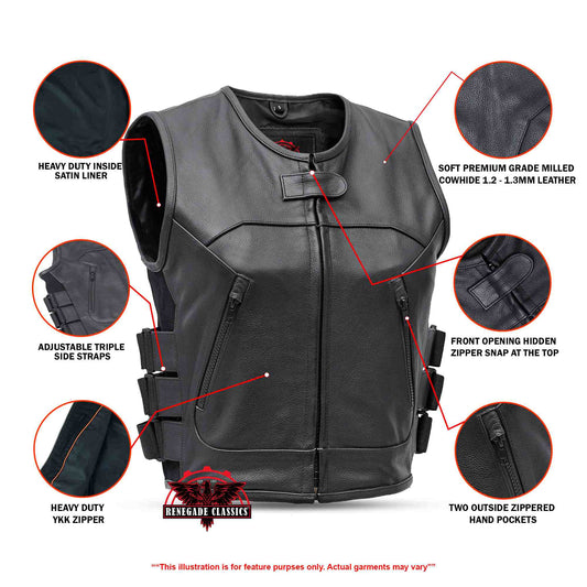 Women's Premium Leather SWAT Team Style Vest