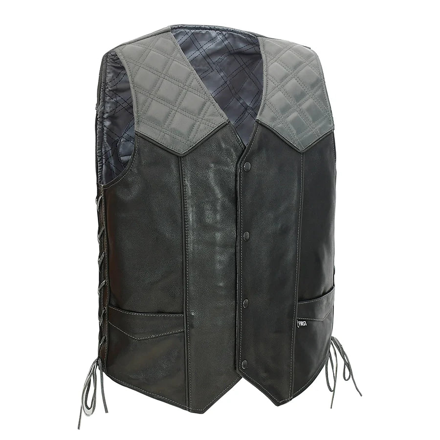 Men's Western Style Leather Biker Vest- "Hammer down"