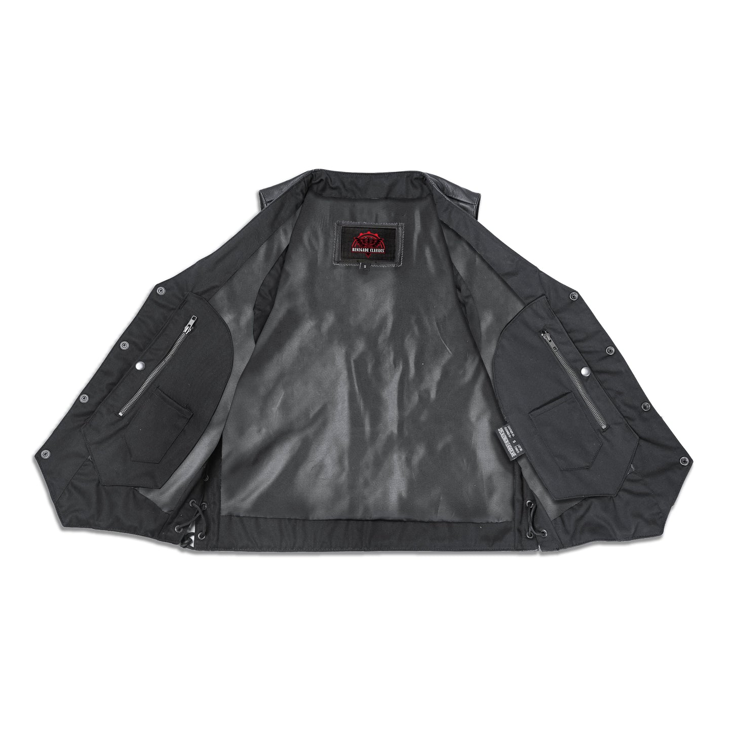 Men's Western Style "Line Ranger" leather Motorcycle Vest - Black