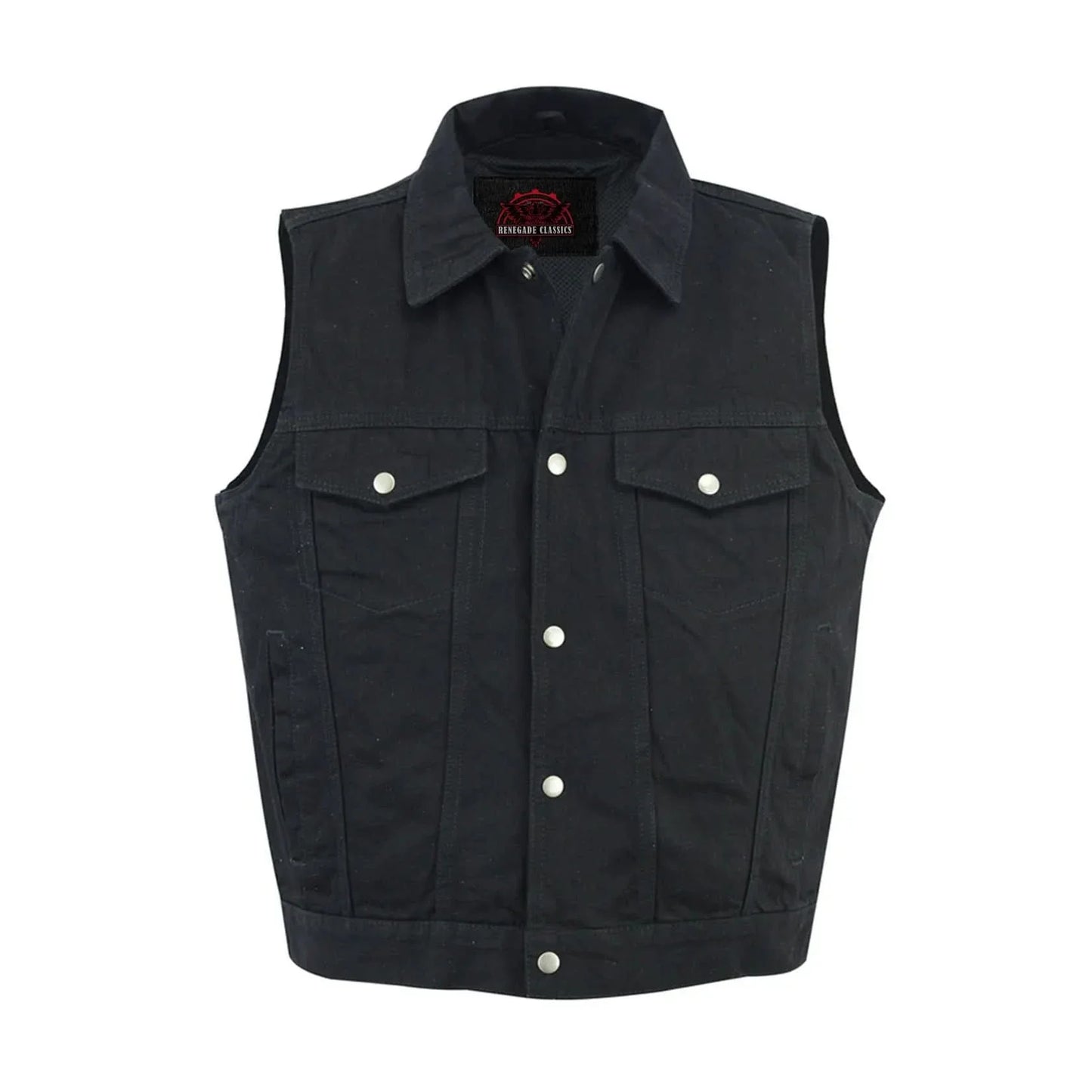 Men's Denim Motorcycle Vest- Black