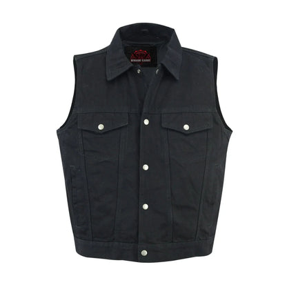 Men's Denim Motorcycle Vest- Black