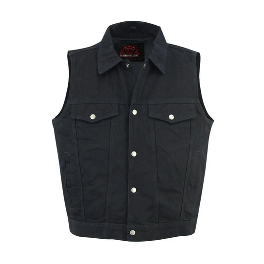 Men's Denim Motorcycle Vest- Black