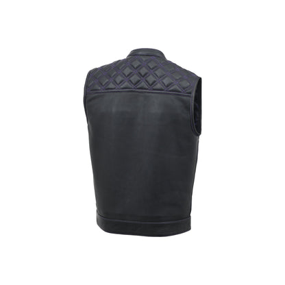 Men's Club Style Leather Motorcycle Vest- "Downside"