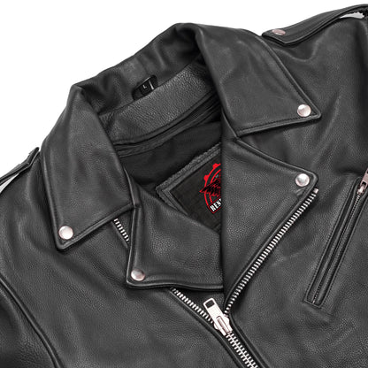 Men's Premium Classic Plain Side Police Style Jacket - Black