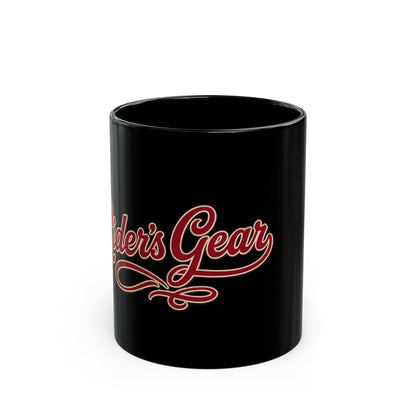 Rider's Gear Black Ceramic Mug — Retro Motorcycle Coffee Cup (11oz, 15oz)