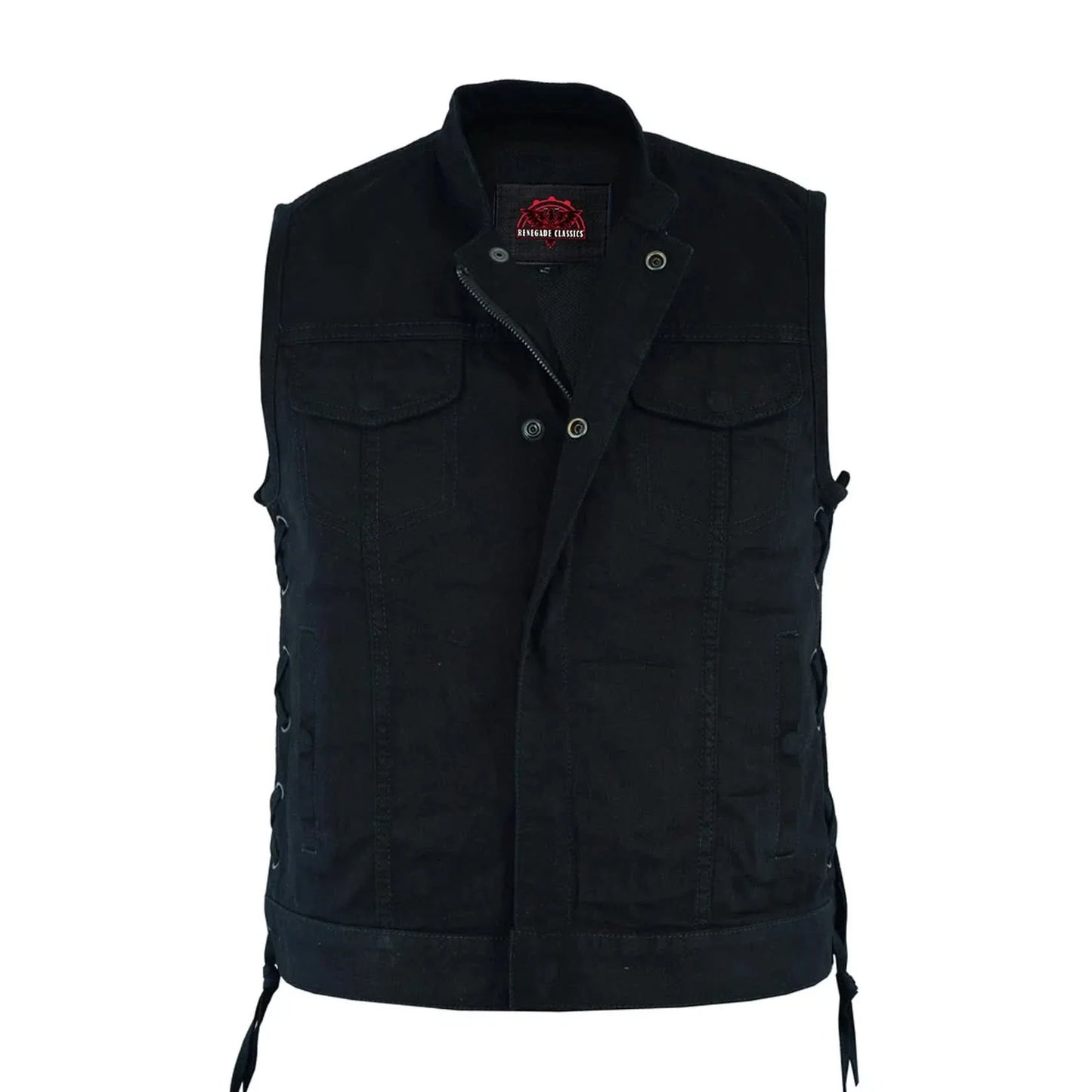 Women's Advanced Black Denim Vest with Side Laces