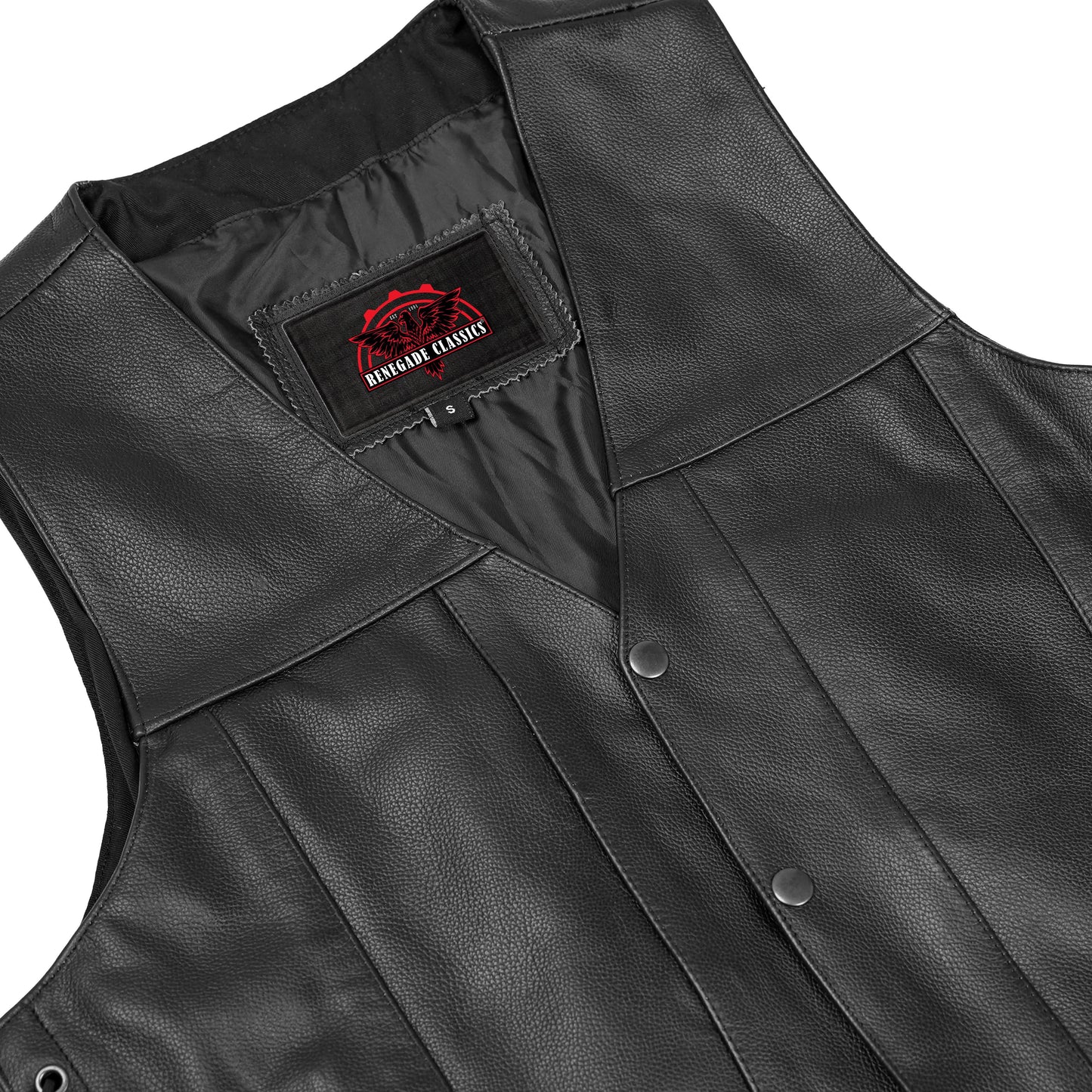 Men's Western Style "Line Ranger" leather Motorcycle Vest - Black
