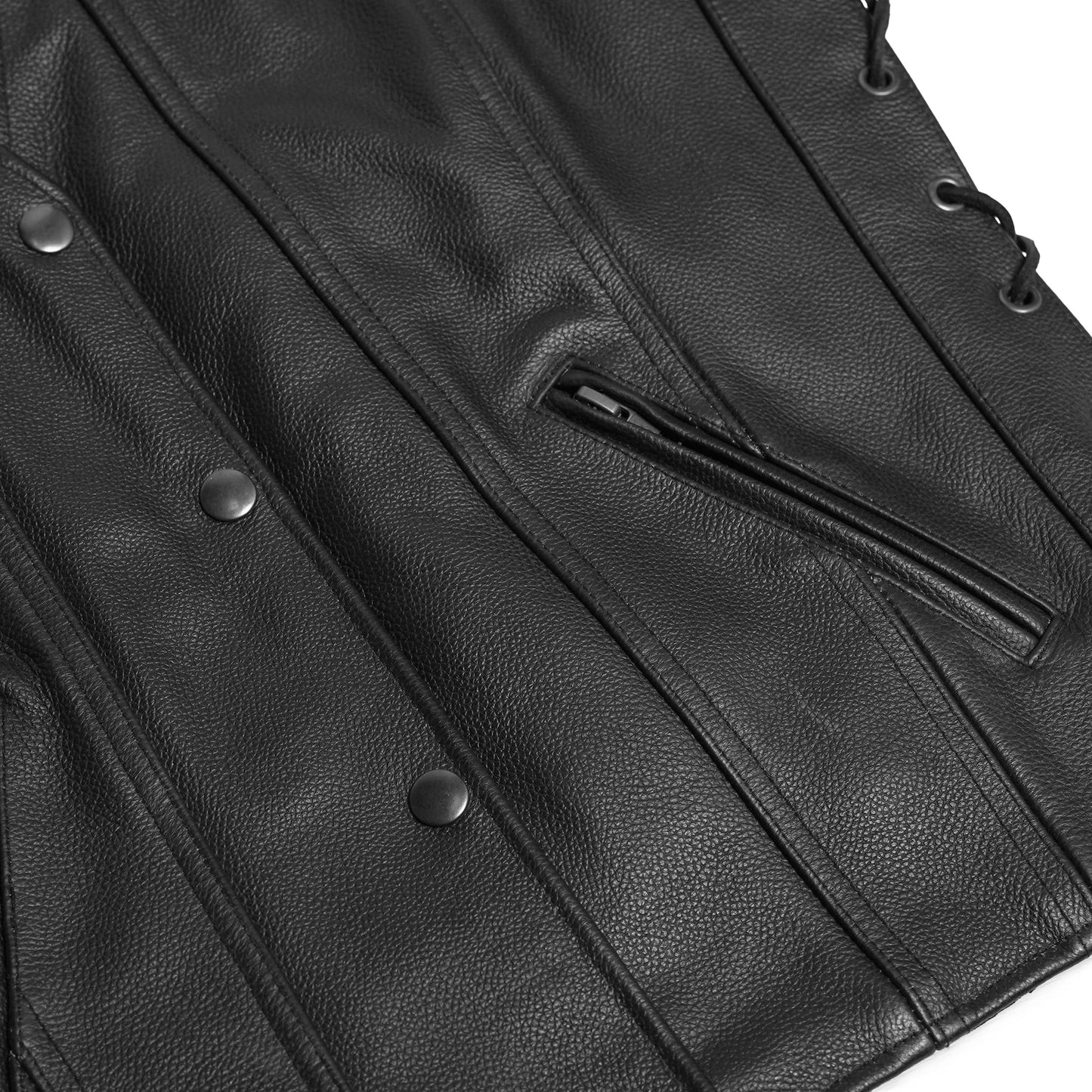 Women's Gray Leather Western Style Vest