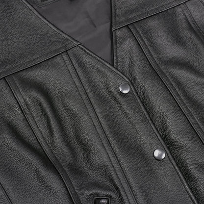 Women's Gray Leather Western Style Vest