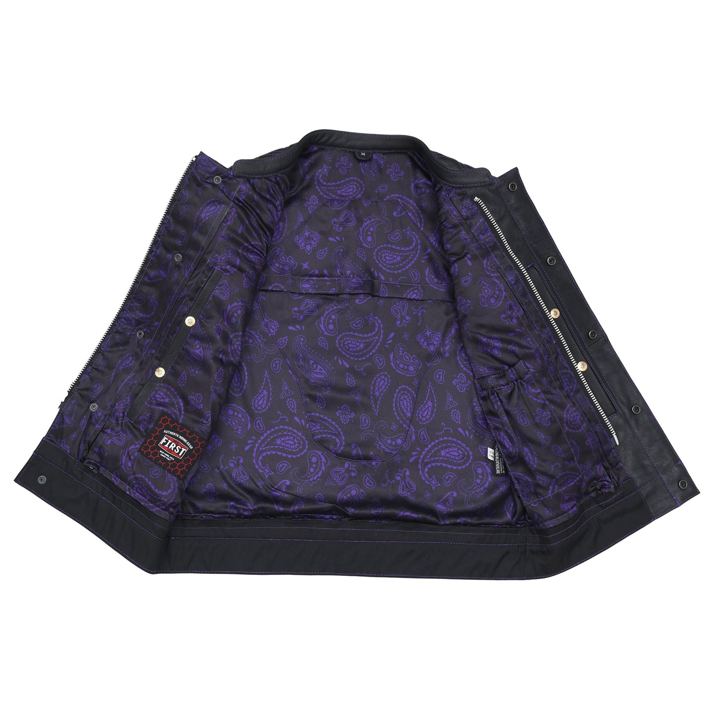 Men's Club Style Leather Motorcycle Vest- "Downside"