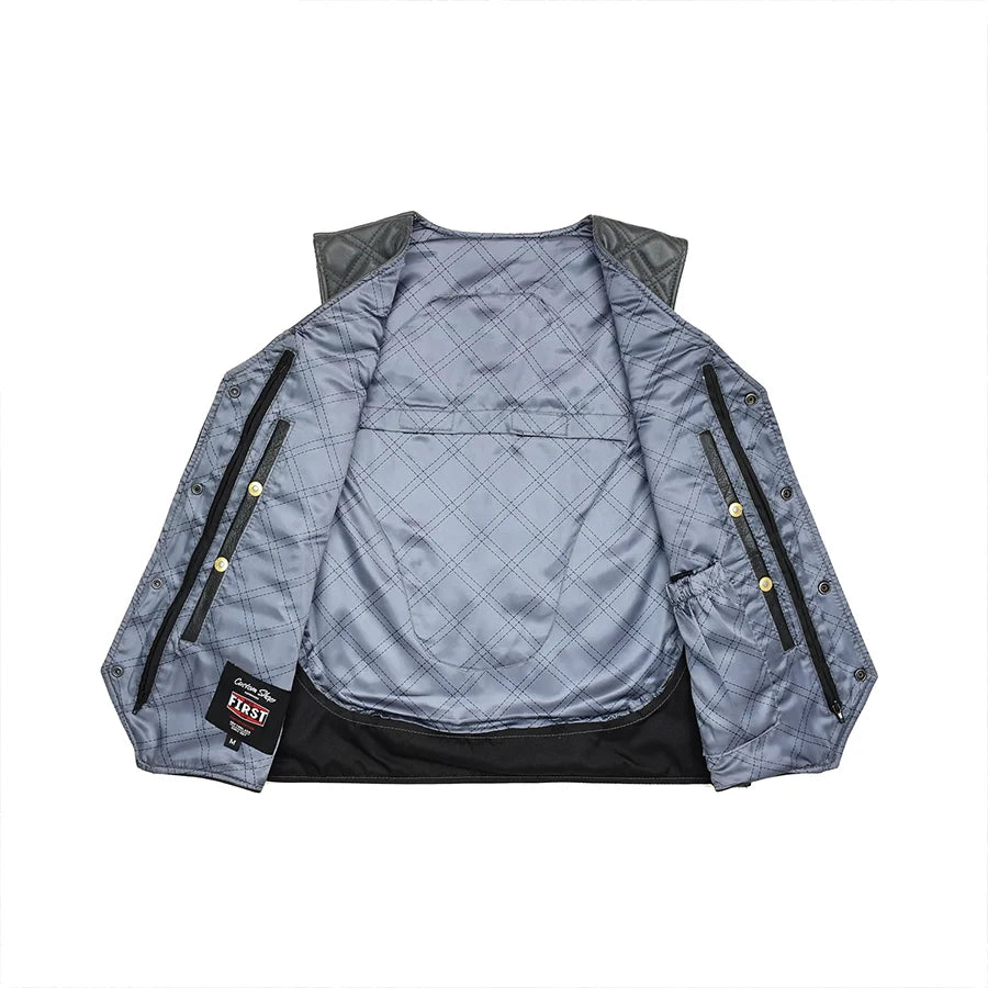 Men's Western Style Leather Biker Vest- "Hammer down"