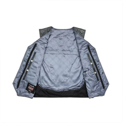 Men's Western Style Leather Biker Vest- "Hammer down"
