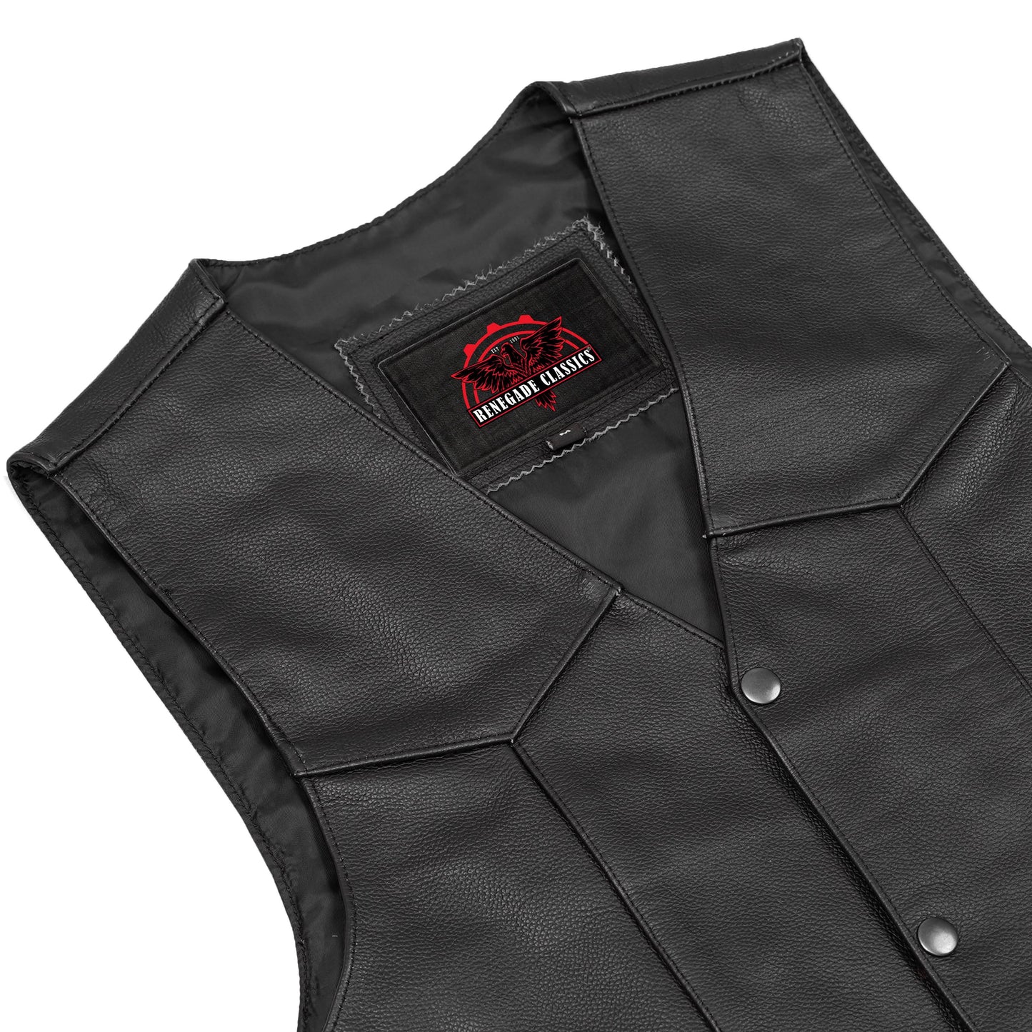 Men's Traditional western Leather Vest, side lacing - Black