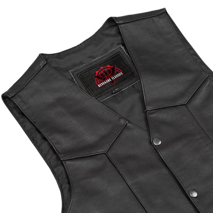 Men's Traditional western Leather Vest, side lacing - Black