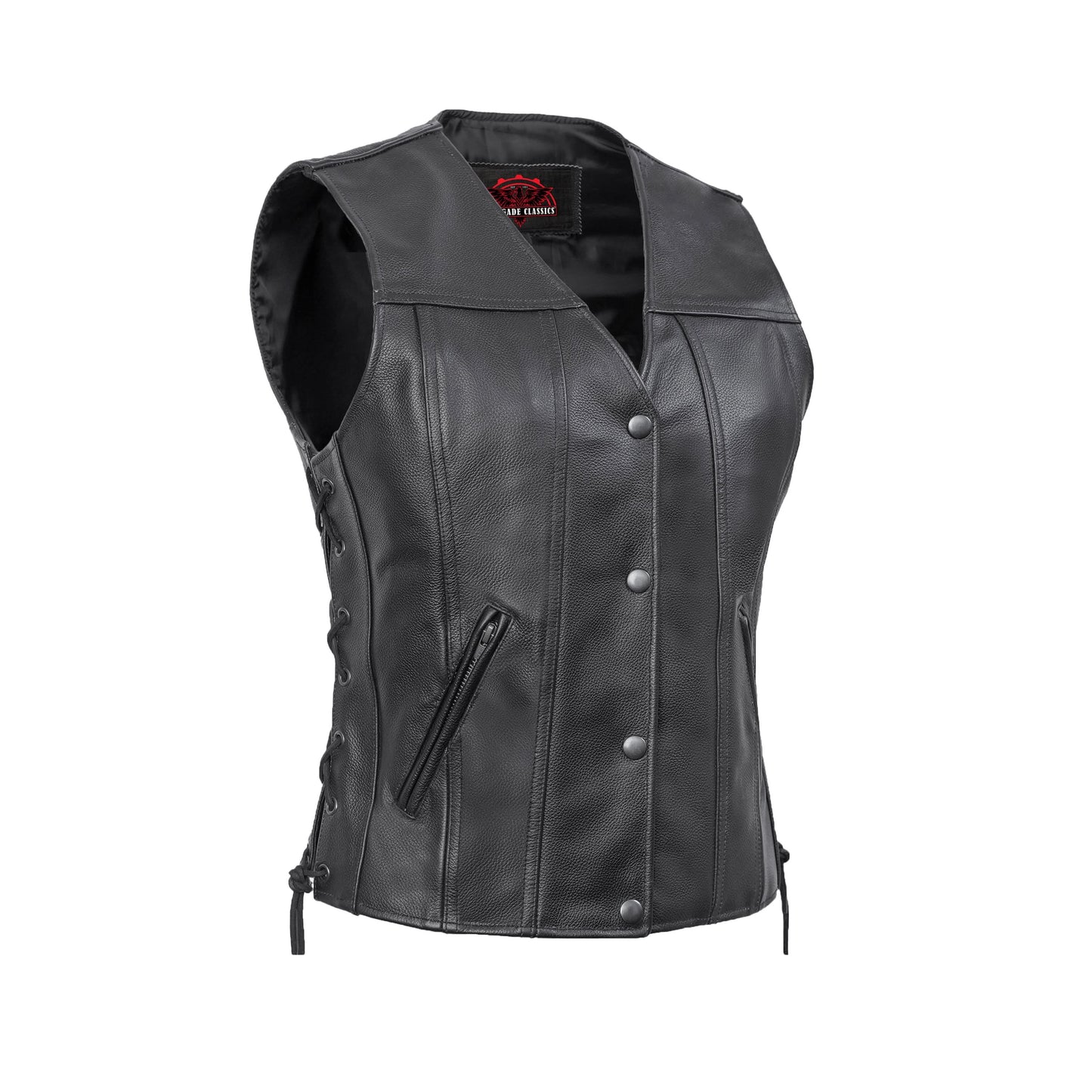 Women's Gray Leather Western Style Vest