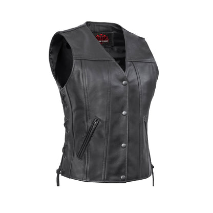 Women's Gray Leather Western Style Vest