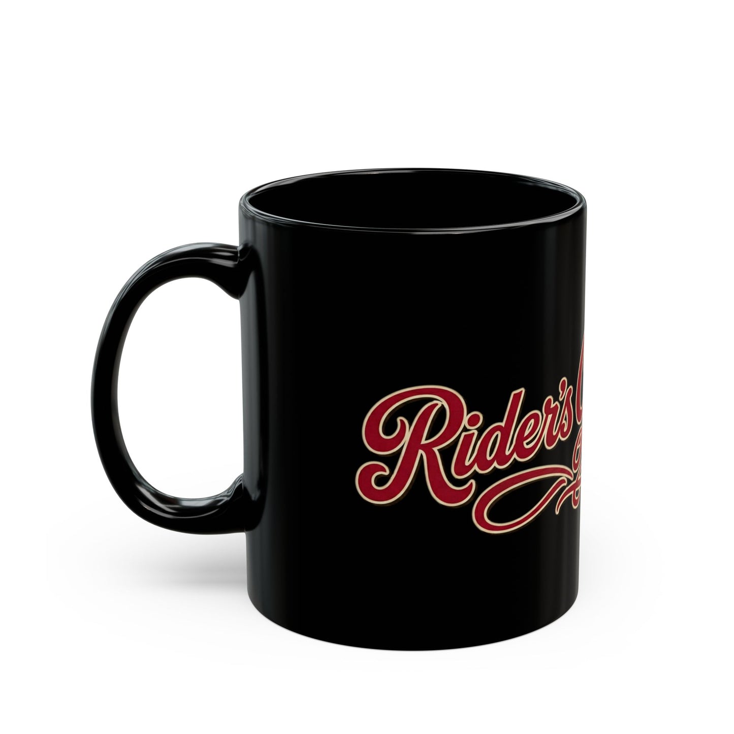Rider's Gear Black Ceramic Mug — Retro Motorcycle Coffee Cup (11oz, 15oz)