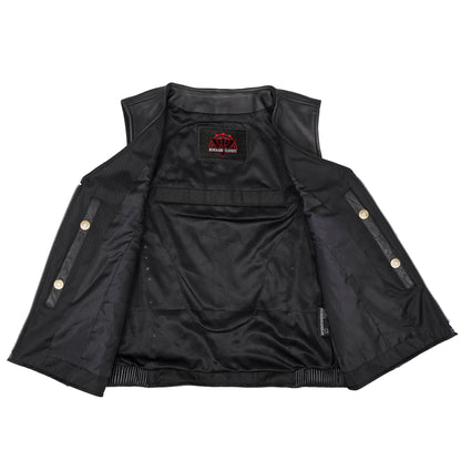 Women's Studded Leather Motorcycle Vest- Lined