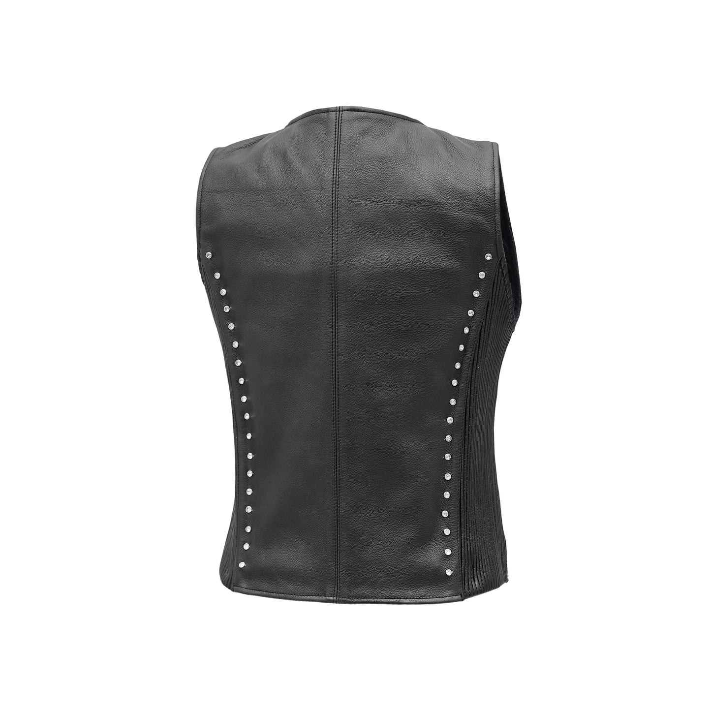 Women's Studded Leather Motorcycle Vest- Lined