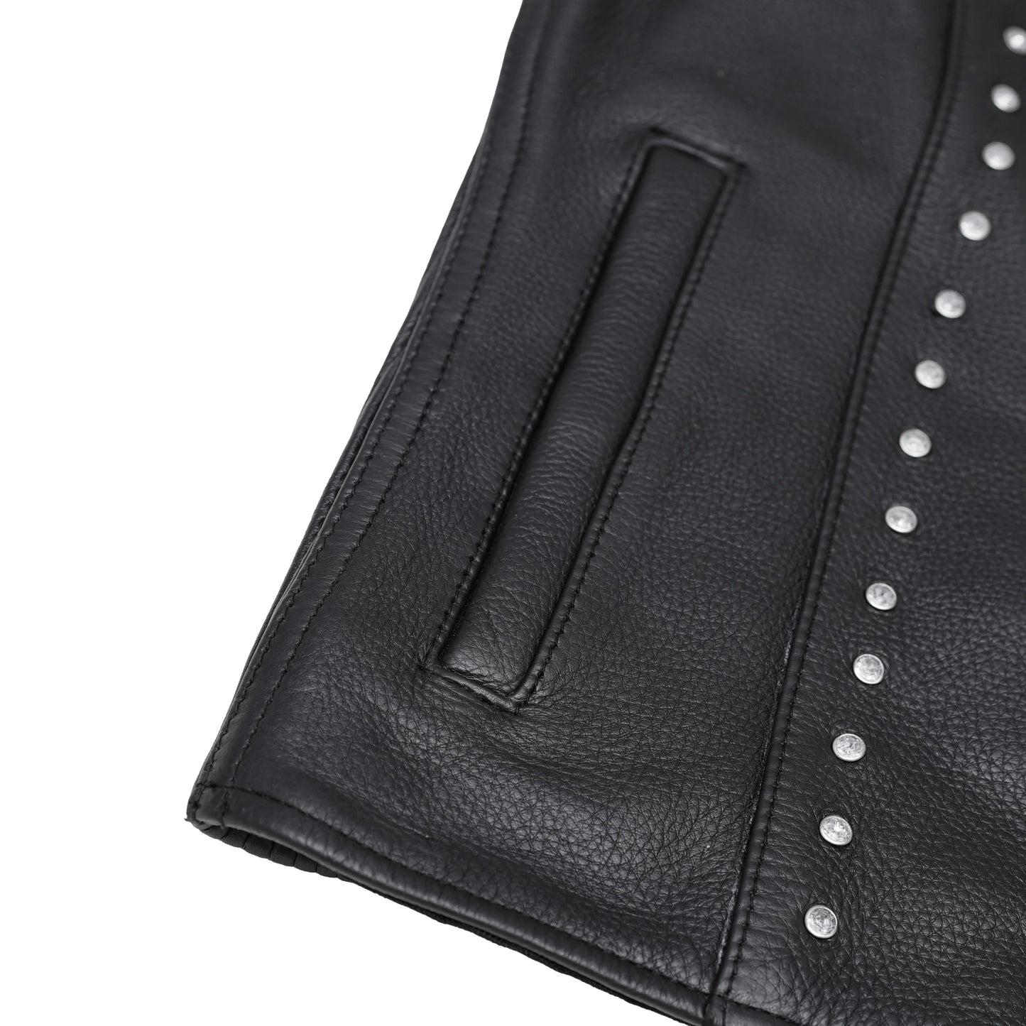Women's Studded Leather Motorcycle Vest- Lined