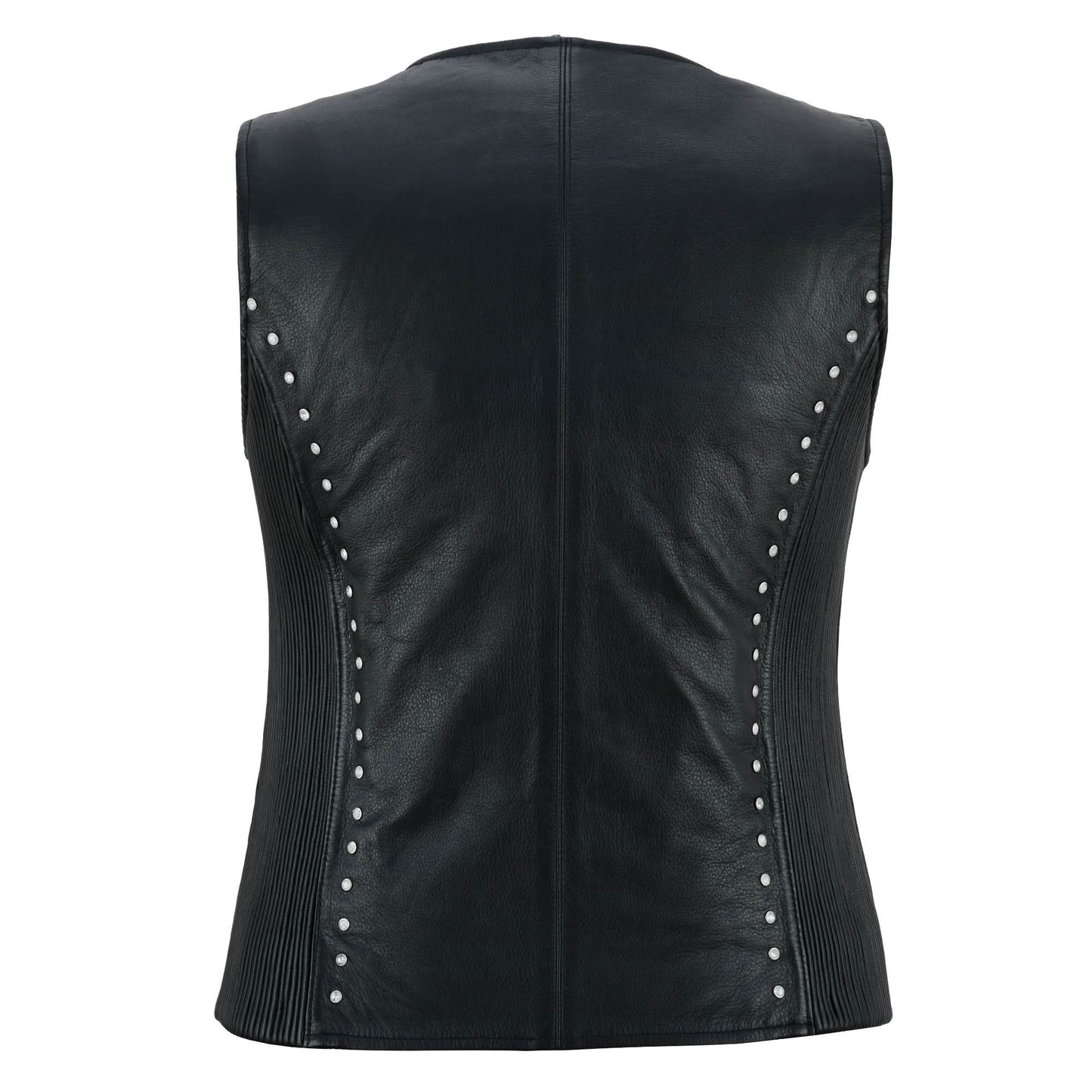 Women's Studded Leather Motorcycle Vest- Lined