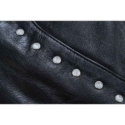 Women's Studded Leather Motorcycle Vest- Lined
