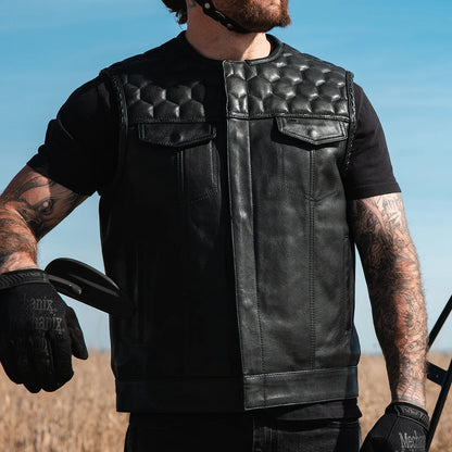 Men's Club Style Leather Vest- Hornet