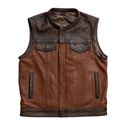 Men's Club Style Leather Motorcycle Vest (Limited Edition) "Gunner"