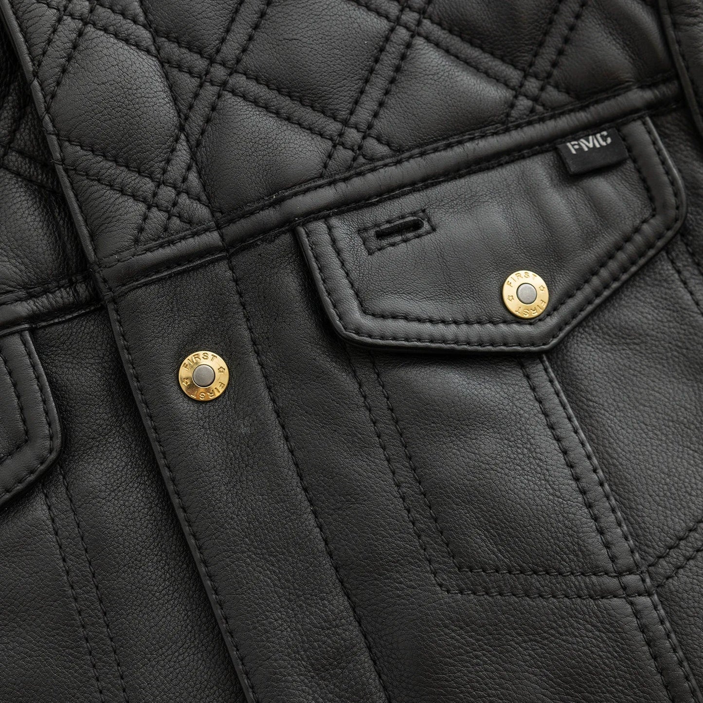 Men's Club Style Leather Motorcycle Vest with quilted upper- "12 Gauge"