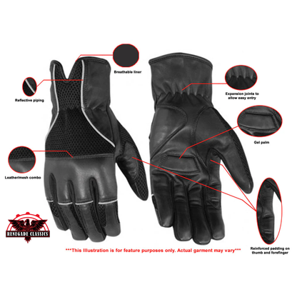 Men's Leather and Mesh Summer Glove