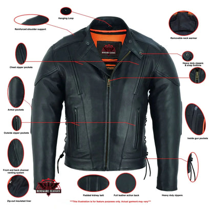 Men's Premium Vented Motorcycle Riding Jacket – Side Laces