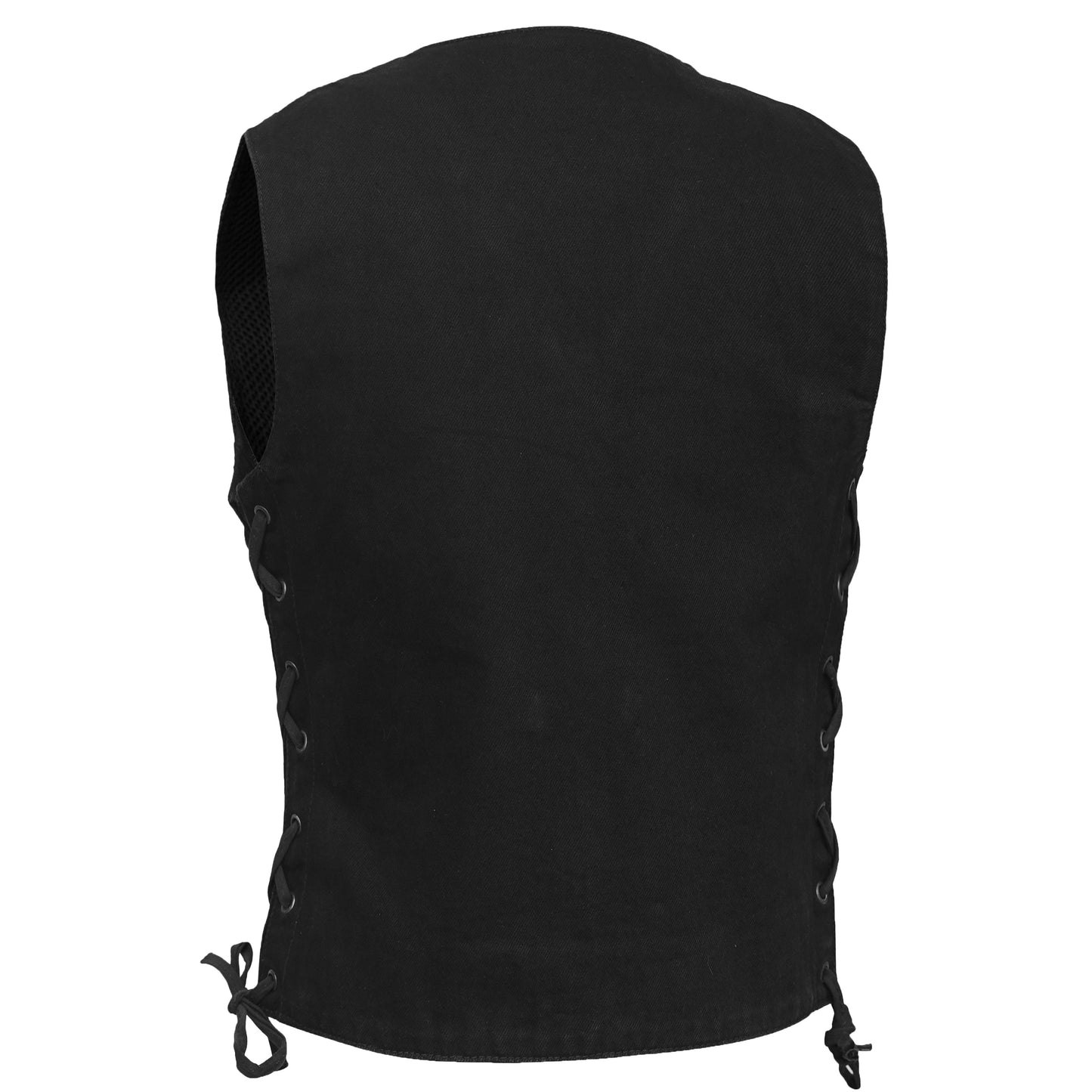 Women's Black Denim Western Style Vest with Six Pockets