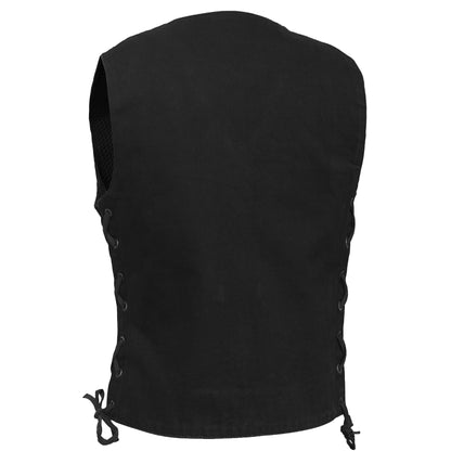 Women's Black Denim Western Style Vest with Six Pockets
