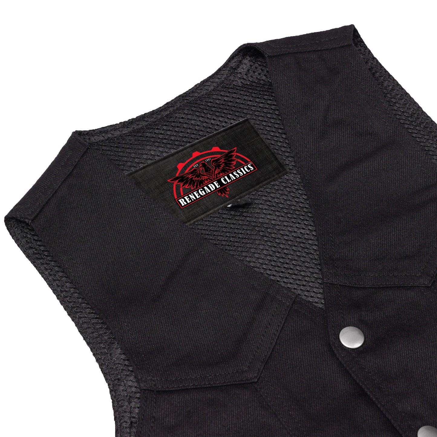 Women's Black Denim Western Style Vest with Six Pockets