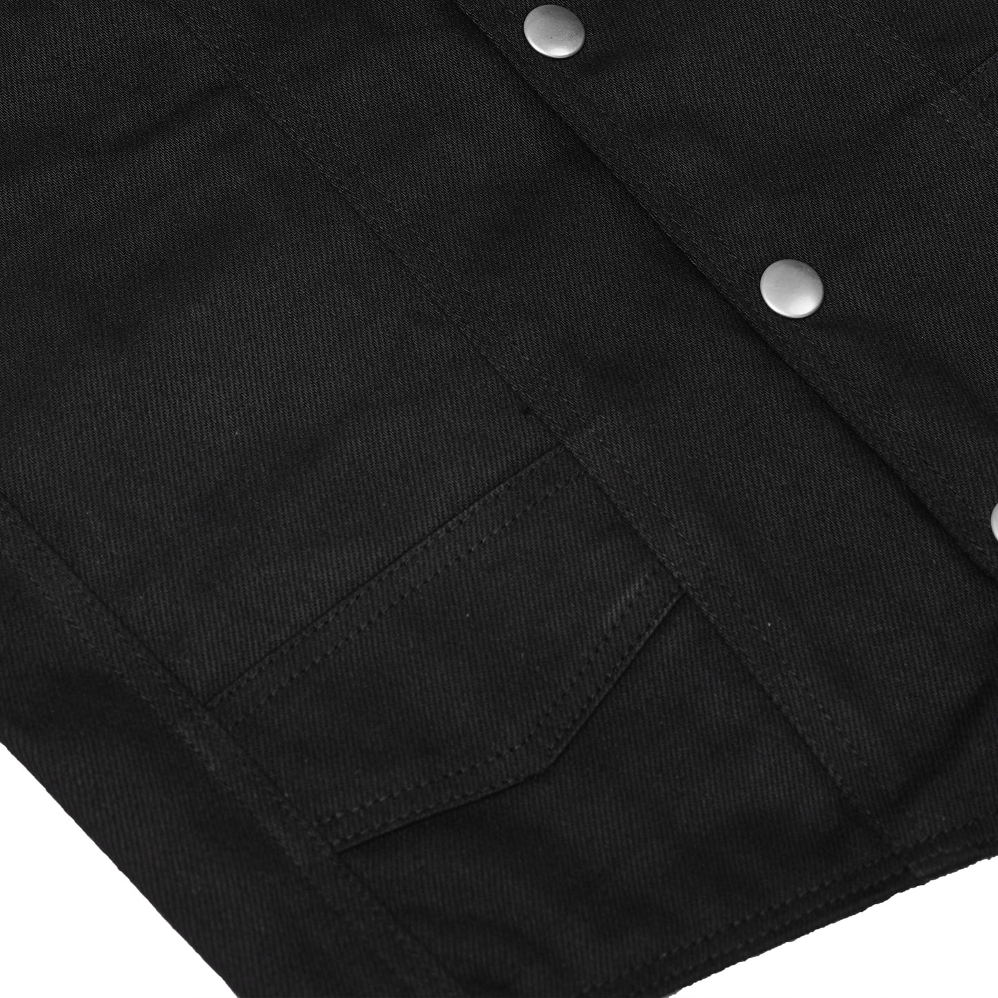 Women's Black Denim Western Style Vest with Six Pockets