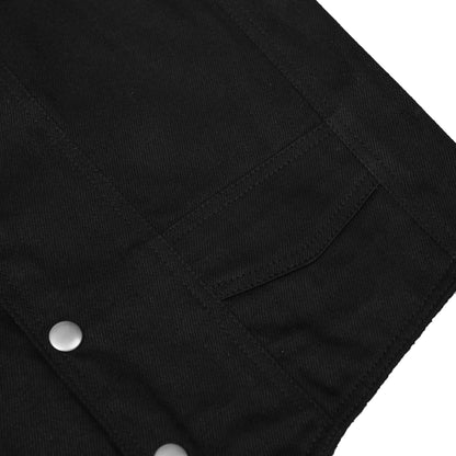 Women's Black Denim Western Style Vest with Six Pockets