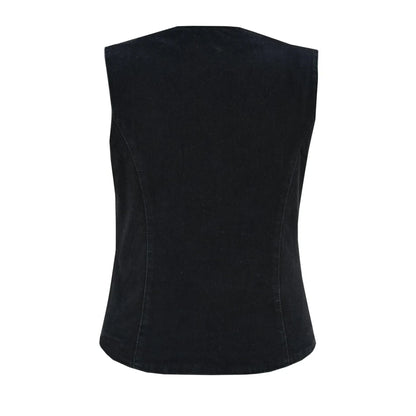 Women's Black Denim Classic Vest with Plain Sides