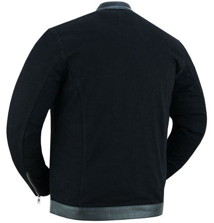 Men's Full Cut Denim Jacket – Leather Trim & Hidden Pockets
