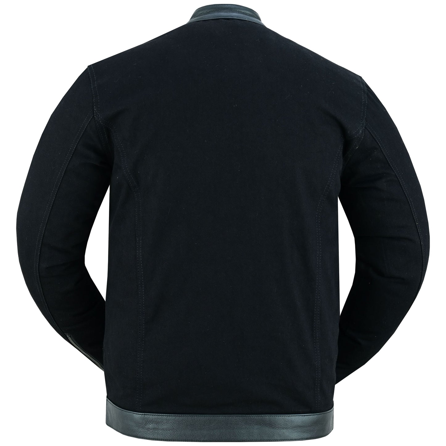 Men's Full Cut Denim Jacket – Leather Trim & Hidden Pockets