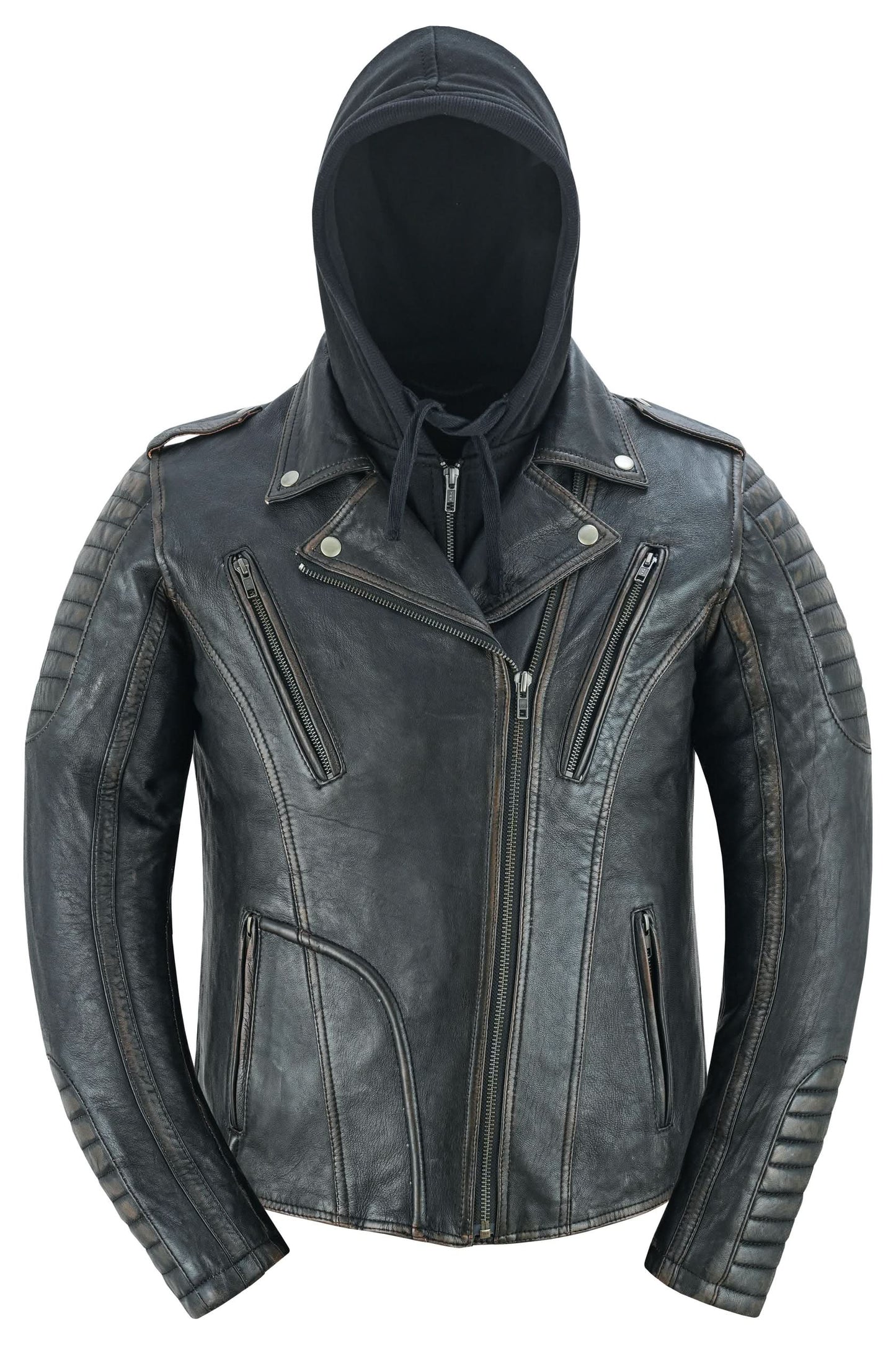 Women's Leather Motorcycle Riding Jacket – Olive "Evergreen"