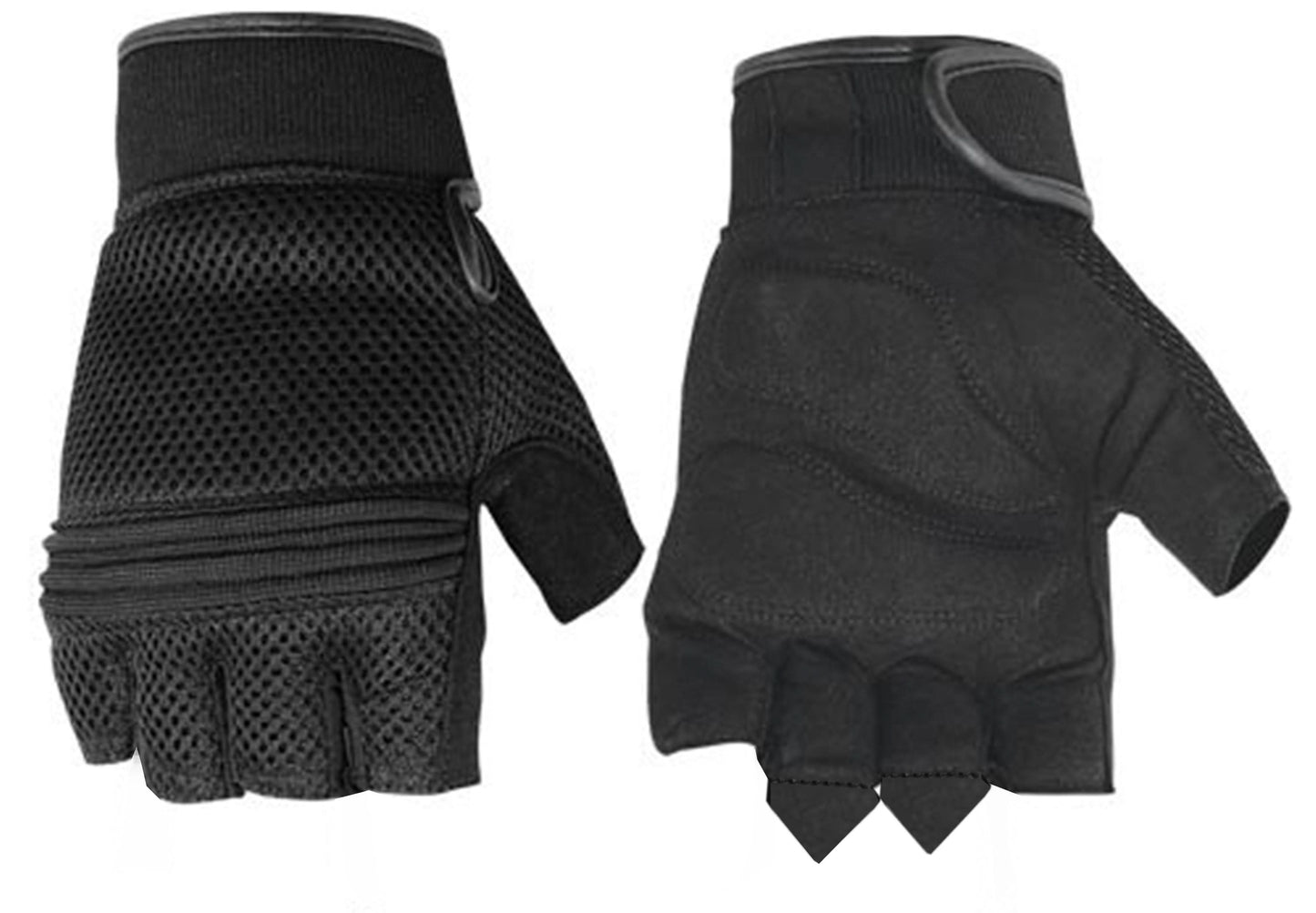 Synthetic Leather and Mesh Fingerless Glove