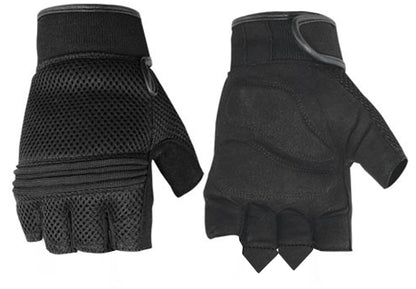 Synthetic Leather and Mesh Fingerless Glove