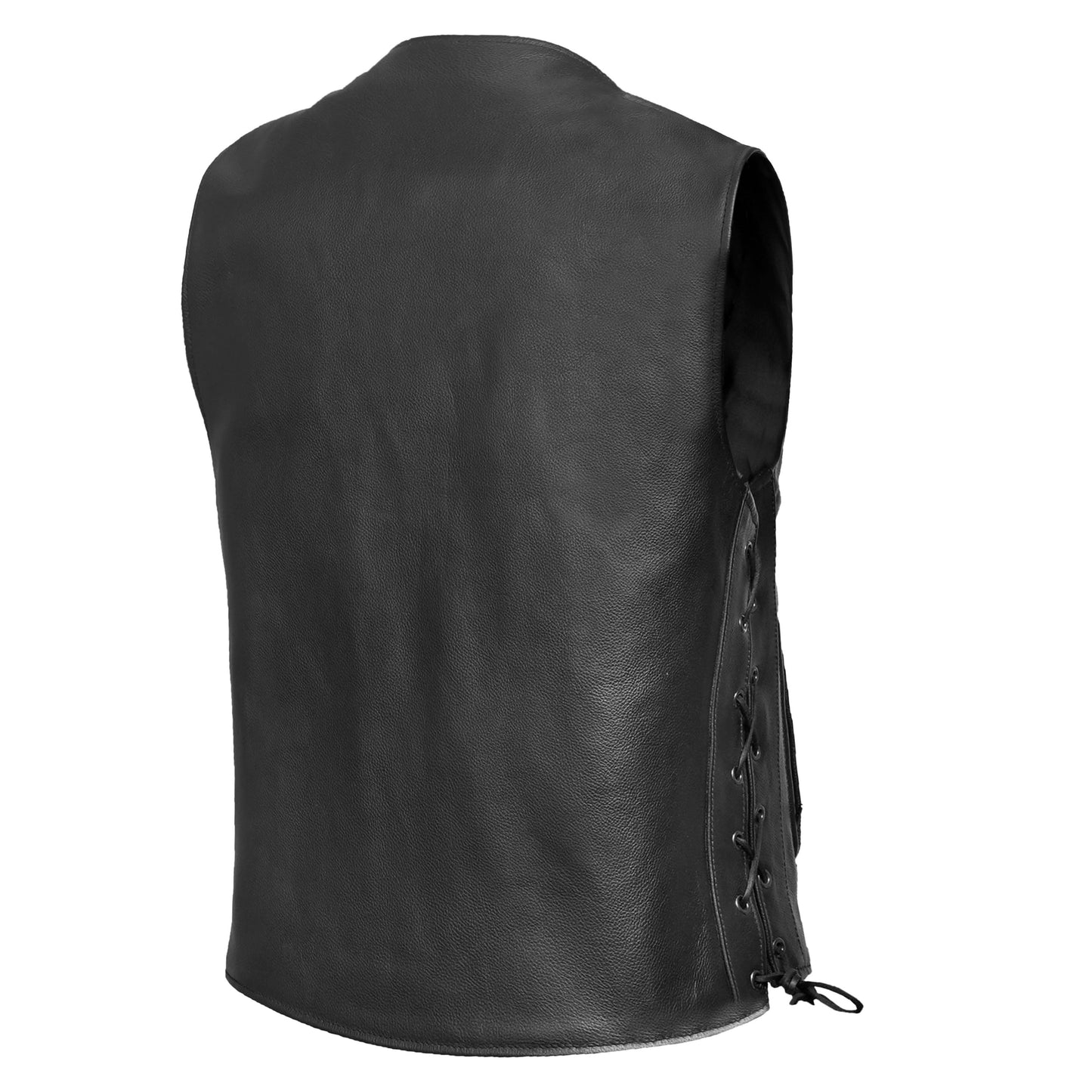 Men's Western Style "Line Ranger" leather Motorcycle Vest - Black