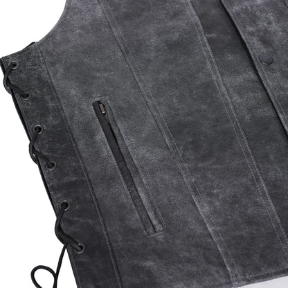 Men's Western Style Gray leather with Single Back Panel