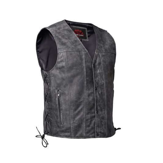 Men's Western Style Gray leather with Single Back Panel
