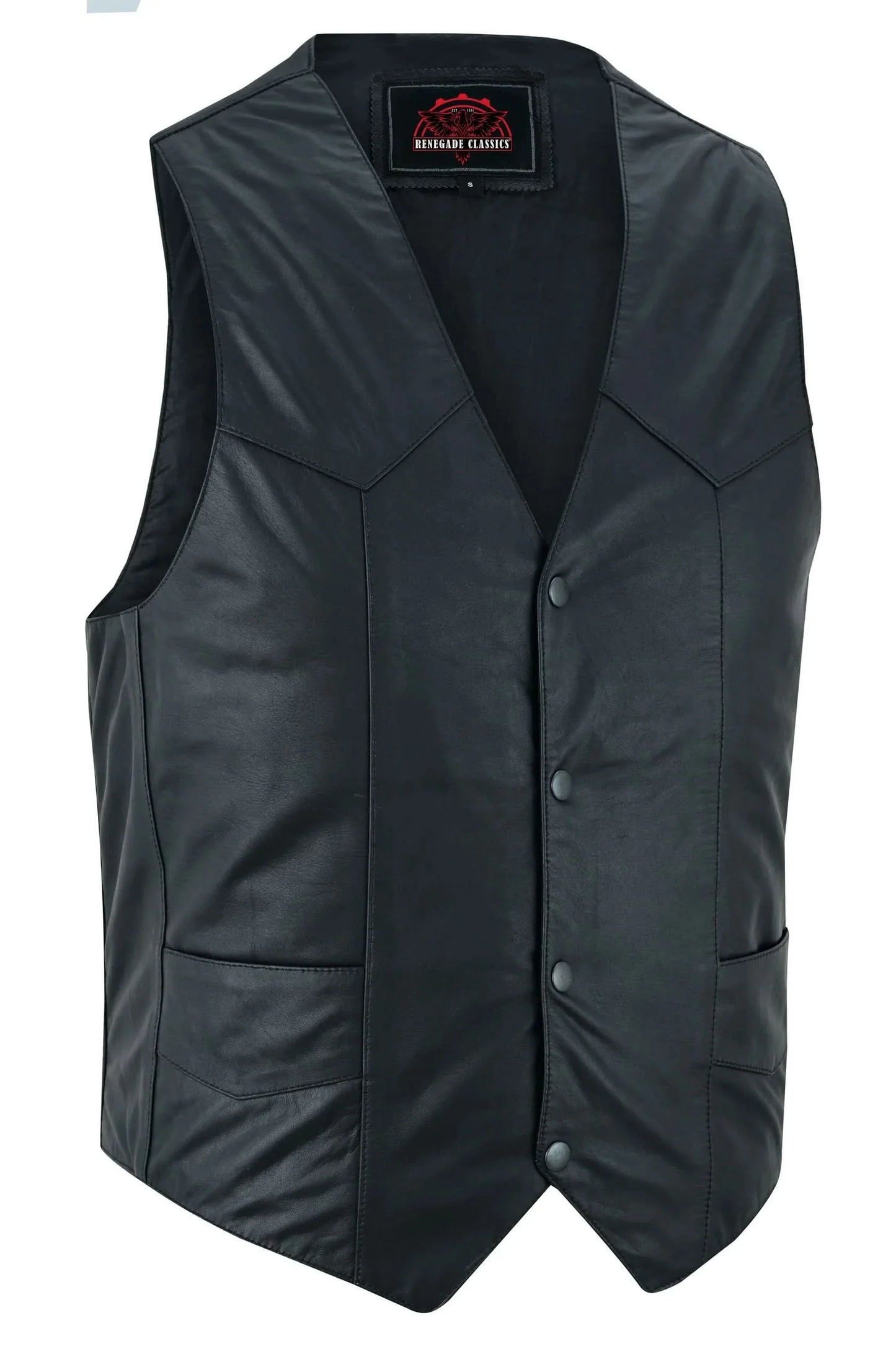Men's Traditional, Classic Western Style in Light Weight Black Leather