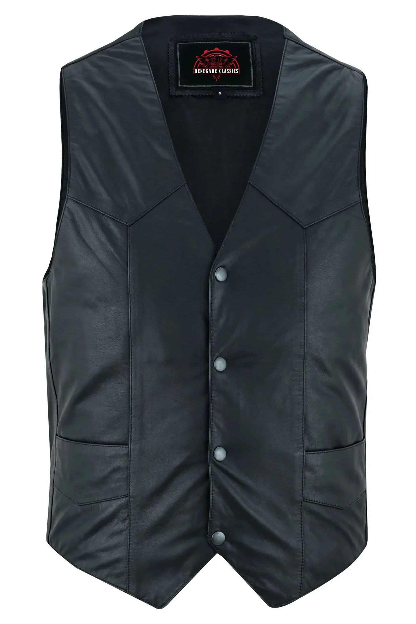 Men's Traditional, Classic Western Style in Light Weight Black Leather