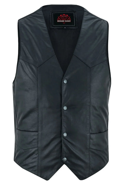 Men's Traditional, Classic Western Style in Light Weight Black Leather