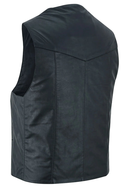 Men's Traditional, Classic Western Style in Light Weight Black Leather
